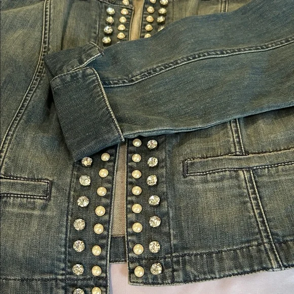 Chico's Platinum denim Studded Jean Jacket - Picture 10 of 10